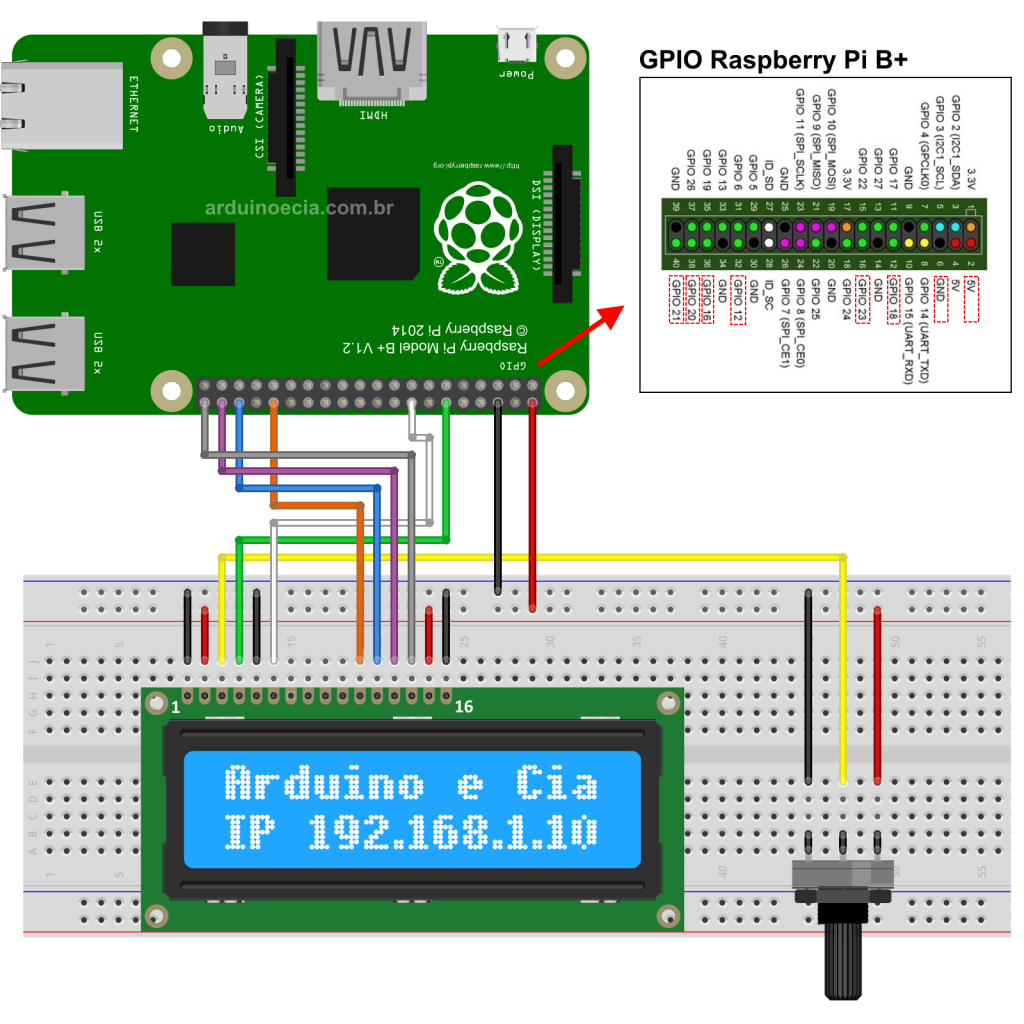 Como Ligar Um Display Lcd 16x2 Na Raspberry Pi Arduino E Cia Loja 0363