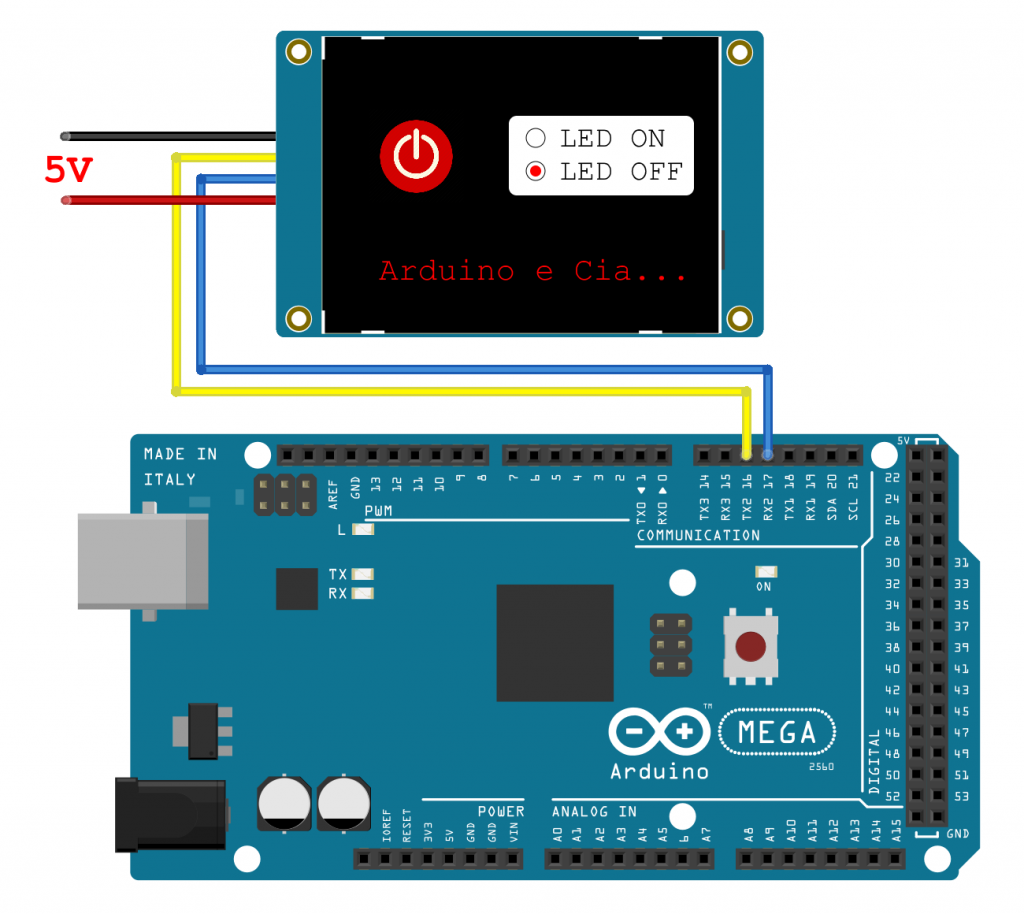 Circuito Display Nextion e Arduino Mega 2560