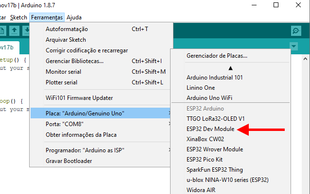 IDE Arduino ESP32 Dev Module