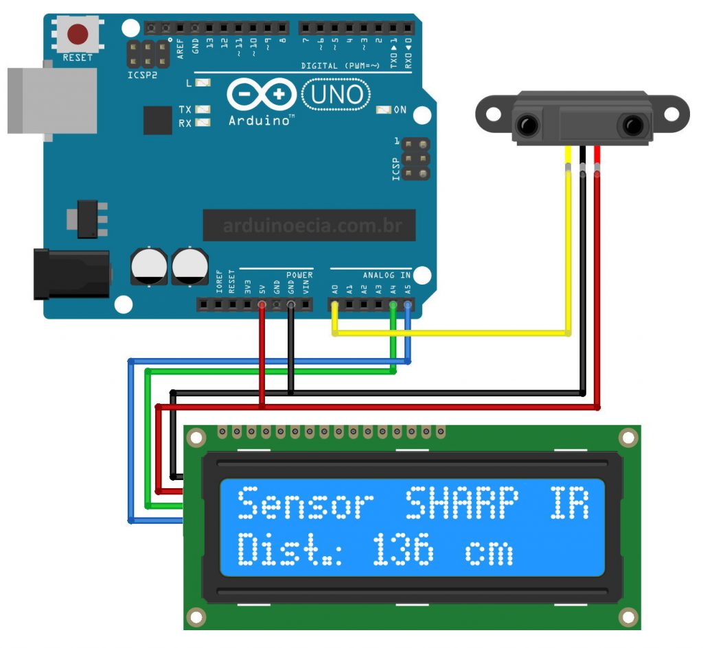 Medidor De Dist Ncia Com Sensor Sharp Ir Arduino E Cia