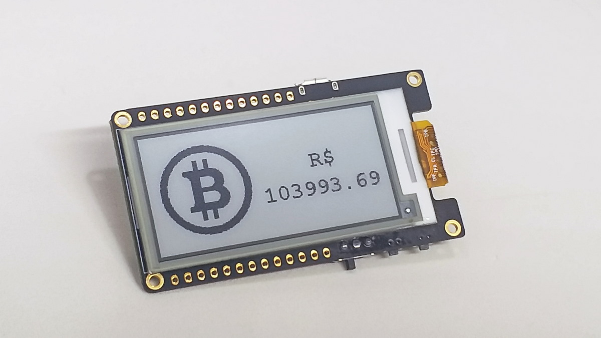 Cotação de Bitcoin com ESP32 e display e-Paper - Arduino e Cia