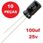 Kit 10x Capacitor Eletrolítico 100uF 25V