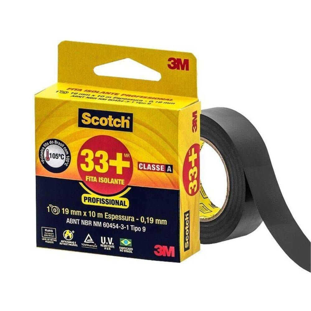 Fita Isolante Profissional Scotch 3M 33+ 19mm x 10m